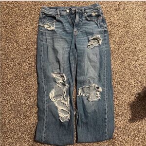 American Eagle Outfitters Ripped Blue Boyfriend Jeans